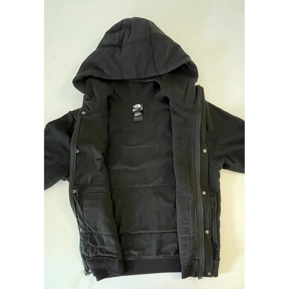The North Face Mens Black Hooded Full Zip Jacket Nylon Overlay Size M